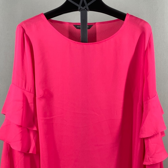 NEW Banana Republic Shirt Womens Medium pink ruffle blouse preppy colorful - Picture 2 of 9